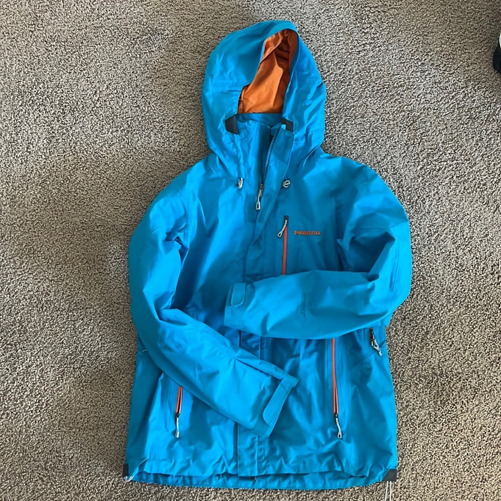 Patagonia Blue Ski Jacket with Orange Accents